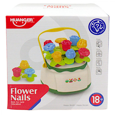 Логічна гра Flower Nails, сортер, конструктор, шнурівка HUANGER HE8078