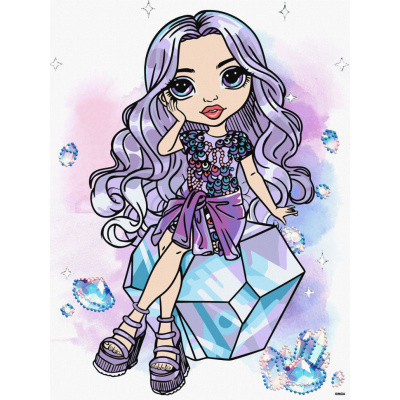 Картина за номерами зі стразами "Rainbow High. Violet" KHO1339, 30х40 см
