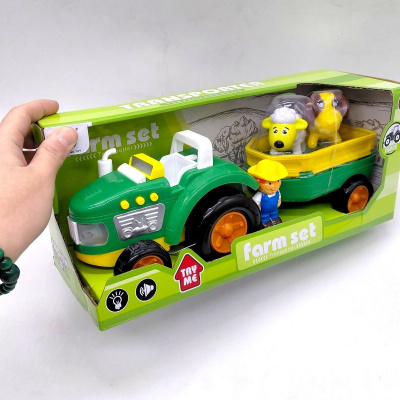 Трактор, підсвічування, звуки, 3 фігурки, в коробці JING TENG TOY 500-766