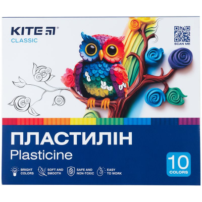 Пластилін, 10 кольорів, 200 г. Kite Classic KITE канцелярія K-084