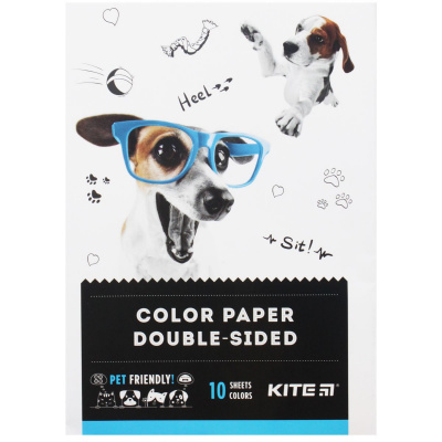 Кольоровий папір А5 Dogs, 10 кольорів Kite K22-293