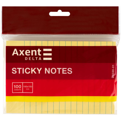 Блок паперу з клейким шаром 100x150мм,100арк.лінія Axent D3330-01