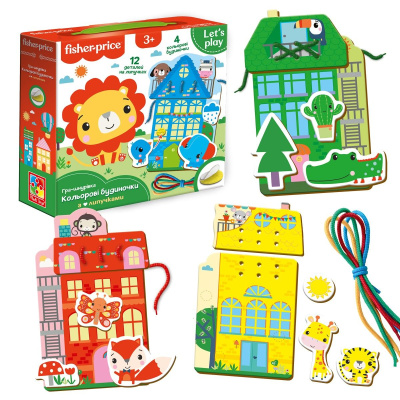 Гра шнурівка Кольорові будиночки, укр Vladi Toys VT5303-26
