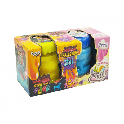 В'язка маса 2 в 1 "Mega Stretch Slime" та "Fluffy Slime" FLS-03-01U Жовтий-блакитний