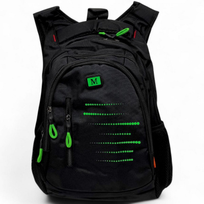 Рюкзак шкільний, 30х43х15 см (ЧОРНИЙ З ЗЕЛЕНИМ) MIC C72797