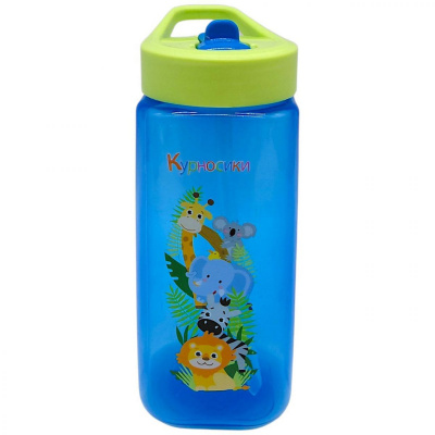 Поїлка зі складним носиком та силіконовою соломкою 420 мл (СИНЯ) Lindo 7223