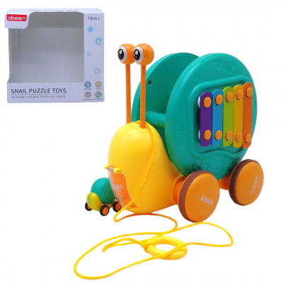 Каталка-ксилофон Равлик, запускалка, шестерні (бірюзовий) abeien 58079