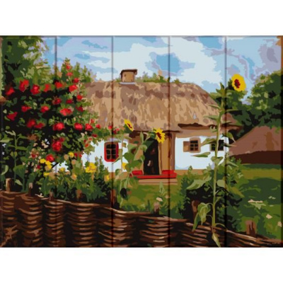 Картина за номерами на дереві Будиночок в селі Art Story ASW103