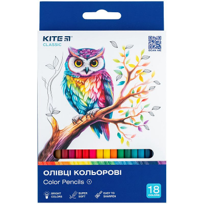 Олівці кольорові, 18 шт. Kite Classic Kite K-052