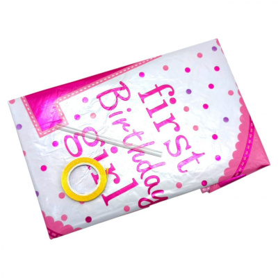 Кулі фольговані набір First birthday-Girl 5шт.=1шт*80см+4шт*45см Z.Y. BALLON 36130