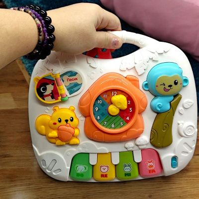 Інтерактивний столик Музична грайка (укр), рожевий Wtoys W-05133