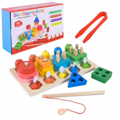 Дитяча дерев’яна іграшка "Пірамідка-сортер" C9417 рибалка, вкладиші