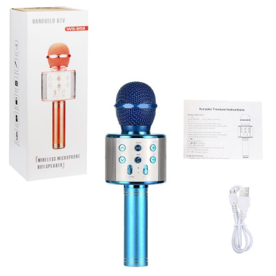 Бездротовий (bluetooth) мікрофон караоке, синій MIC С48340