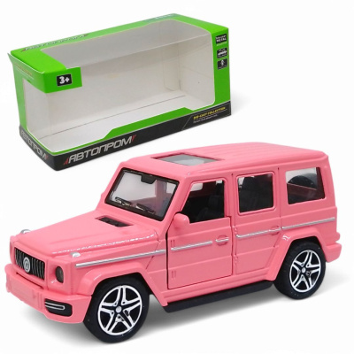 Машинка металева Mercedes G-клас із серії Автопром, двері, інерція (рожева) Автопром AP74146
